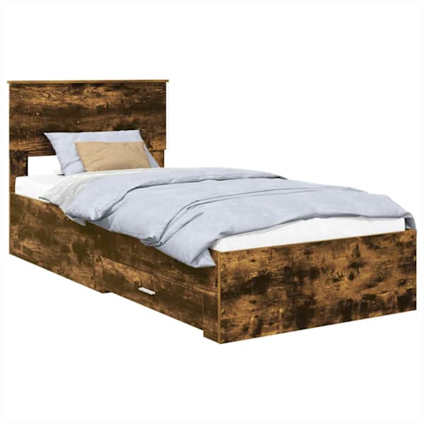 vidaXL Voodi raam Suitsetatud Tamme ja H&otilde;be 75 x 190 cm Tehispuit