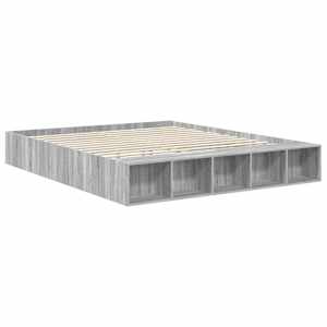 Rám postele s policí Šedá Sonoma 200 x 200 cm kompozitní dřevo - obrázek 5