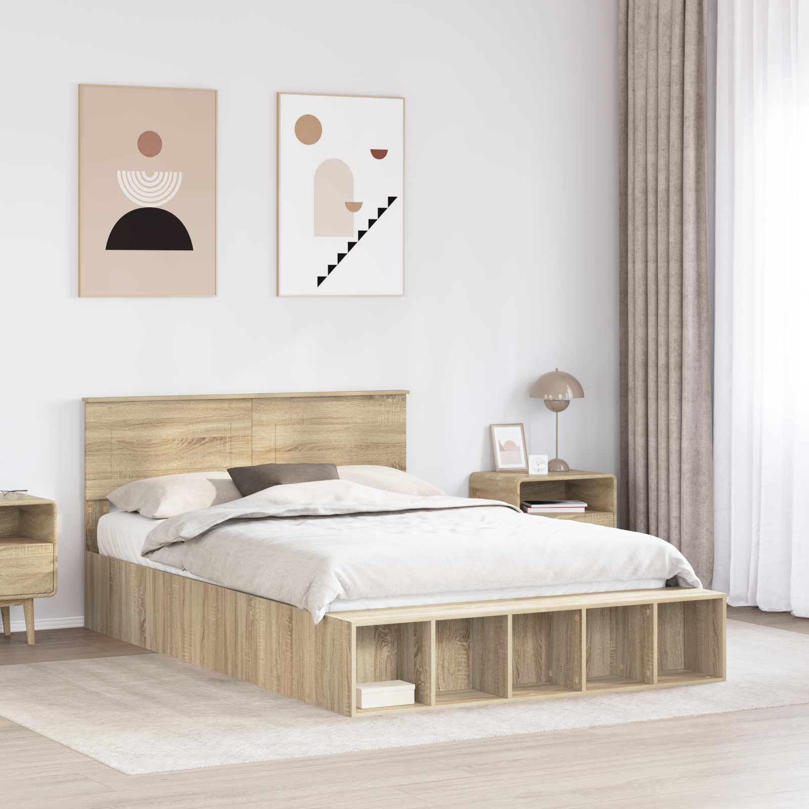 Voodi raam riiuliga peaga Sonoma tamm 160 x 200 cm Tehispuit 3 Kõik vajalik sinu aeda ja koju! Voodi raam riiuliga peaga Sonoma tamm 160 x 200 cm Tehispuit - Image 3