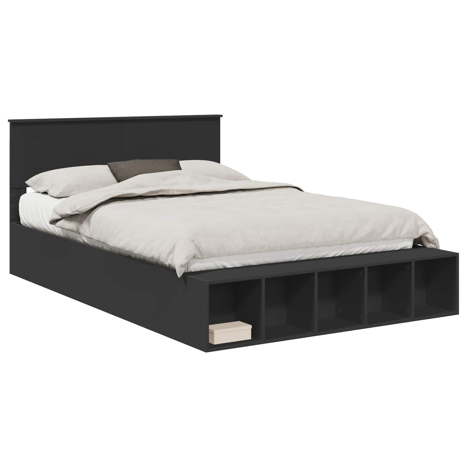 Voodi raam riiuliga peaga Must 150 x 200 cm Tehispuit 2 Kõik vajalik sinu aeda ja koju! Voodi raam riiuliga peaga Must 150 x 200 cm Tehispuit - Image 2