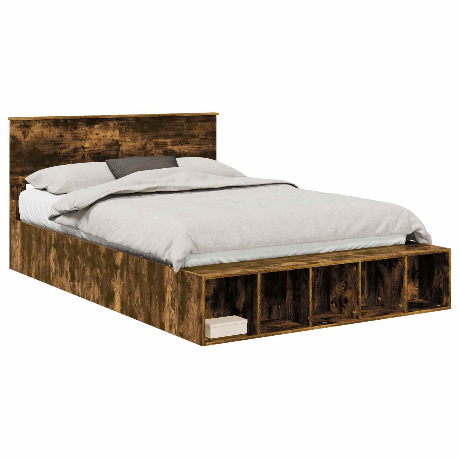 Voodi raam riiuliga Suitsetatud tamm 140 x 190 cm Tehispuit 2 Kõik vajalik sinu aeda ja koju! Voodi raam riiuliga Suitsetatud tamm 140 x 190 cm Tehispuit - Image 2