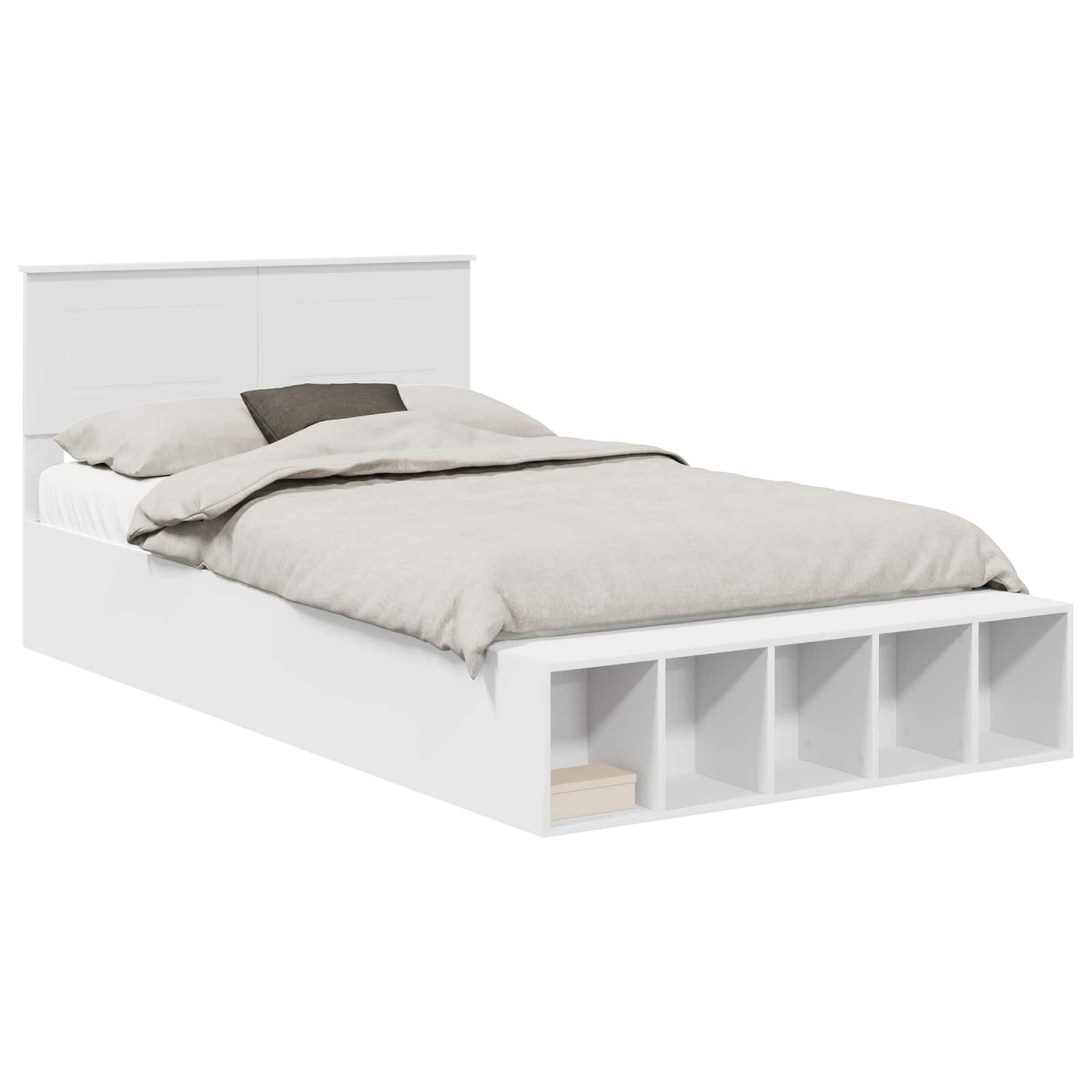 Thumbnail - vidaXL Bettrahmen mit Regal Weiß 135 x 190 cm Holzwerkstoff