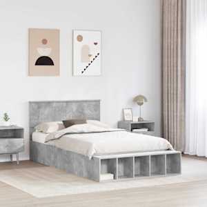 Rám postele s čelo Betonově šedá 135 x 190 cm kompozitní dřevo - obrázek 3
