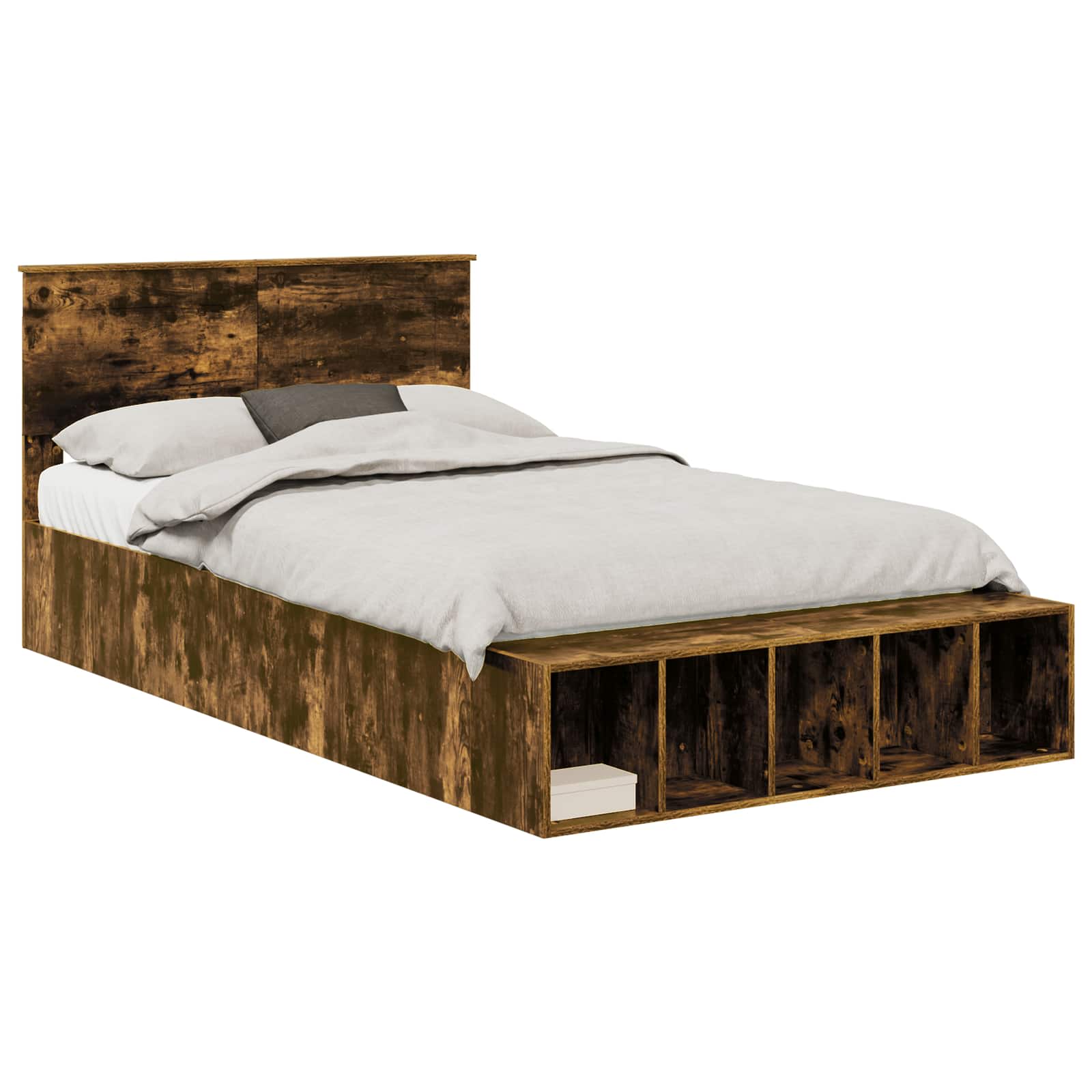 Voodi raam riiuliga Suitsetatud tamm 120 x 190 cm Tehispuit 2 Kõik vajalik sinu aeda ja koju! Voodi raam riiuliga Suitsetatud tamm 120 x 190 cm Tehispuit - Image 2