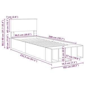 Rám postele s policí s čelo Černá 100 x 200 cm kompozitní dřevo - obrázek 13
