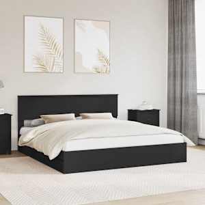 Postel s úložným prostorem Černá 200 x 200 cm kompozitní dřevo - obrázek 1