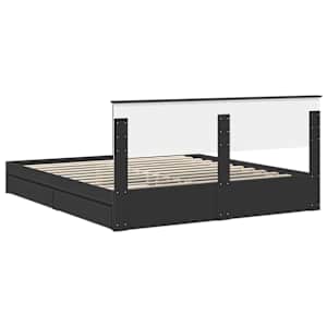 Postel s úložným prostorem Černá 200 x 200 cm kompozitní dřevo - obrázek 10