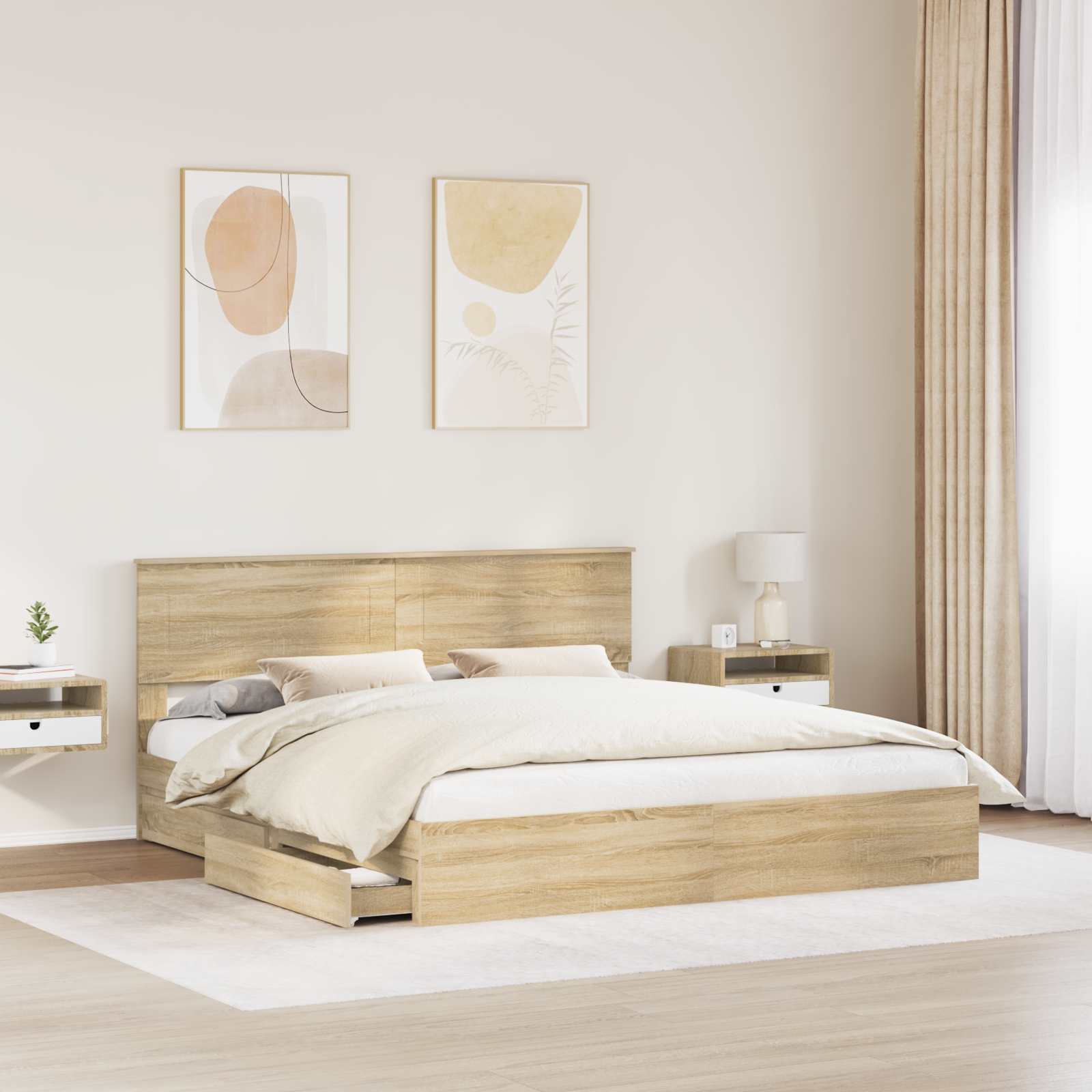 Opslag bed met lade Sonoma Eiken 180 x 200 cm Bewerkt hout | luizaXL | Dé meubelwinkel voor elk interieur Opslag bed met lade Sonoma Eiken 180 x 200 cm Bewerkt hout - Afbeelding 3