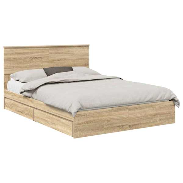 vidaXL Laos voodi sahtliga peaga Sonoma tamm 160 x 200 cm Tehispuit
