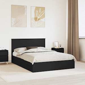 Postel s úložným prostorem Černá 140 x 190 cm kompozitní dřevo - obrázek 1