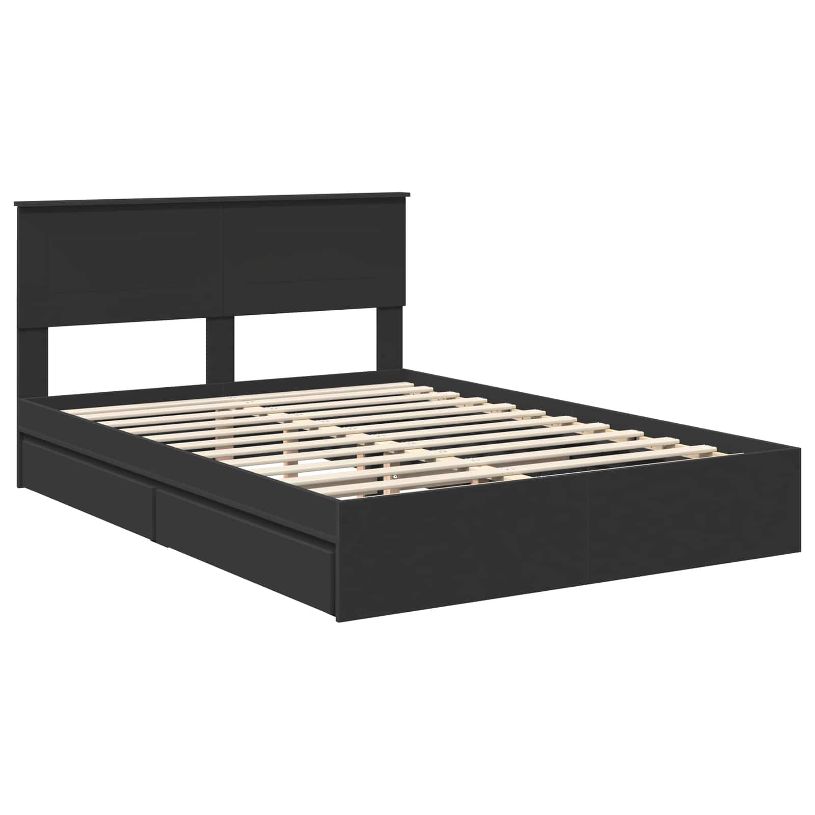 Opslag bed met hoofdeinde Zwart 140 x 190 cm Bewerkt hout | luizaXL | Dé meubelwinkel voor elk interieur Opslag bed met hoofdeinde Zwart 140 x 190 cm Bewerkt hout - Afbeelding 4