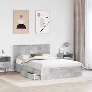 Postel s úložným prostorem s čelo Betonově šedá 140 x 190 cm - obrázek 3