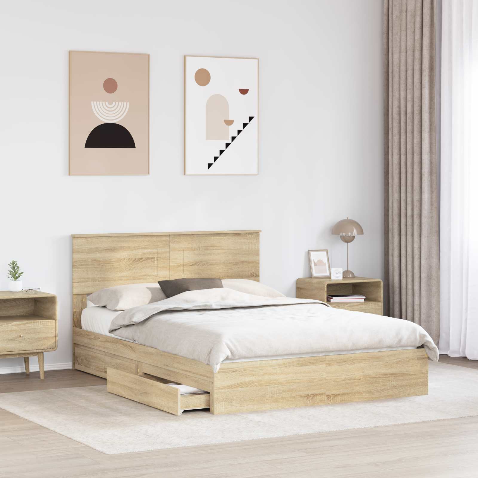 Opslag bed met lade Sonoma Eiken 140 x 200 cm Bewerkt hout | luizaXL | Dé meubelwinkel voor elk interieur Opslag bed met lade Sonoma Eiken 140 x 200 cm Bewerkt hout - Afbeelding 3