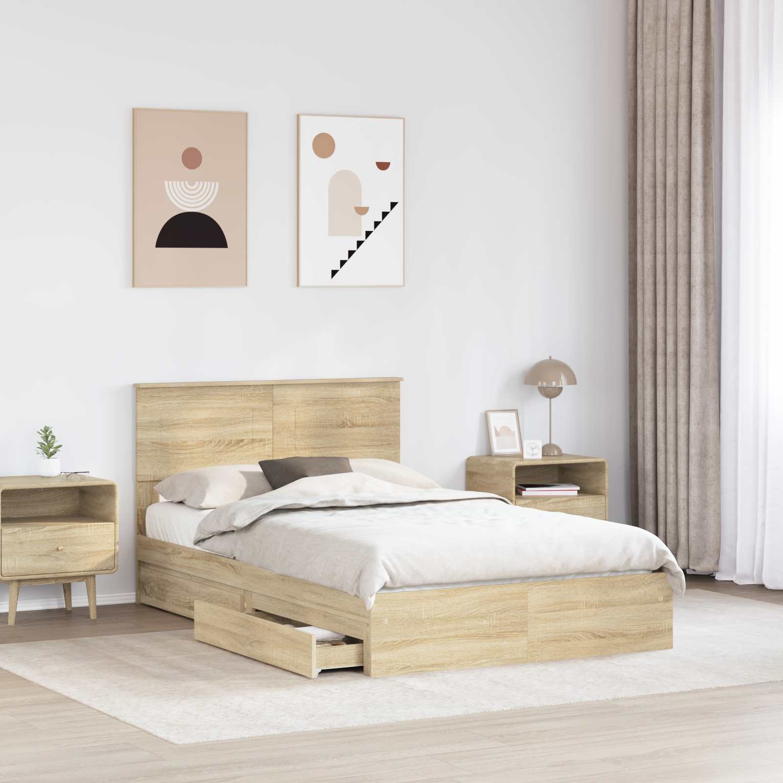 Opslag bed met lade Sonoma Eiken 135 x 190 cm Bewerkt hout | luizaXL | Dé meubelwinkel voor elk interieur Opslag bed met lade Sonoma Eiken 135 x 190 cm Bewerkt hout - Afbeelding 3