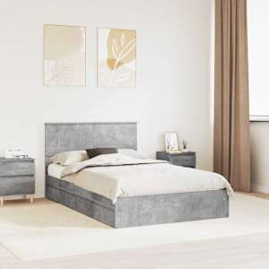 Postel s úložným prostorem s čelo Betonově šedá 135 x 190 cm - obrázek 1