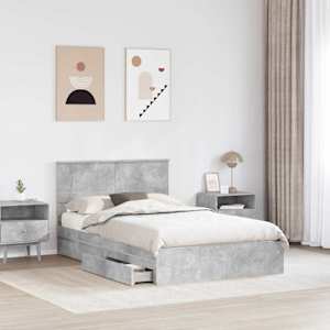 Postel s úložným prostorem s čelo Betonově šedá 135 x 190 cm - obrázek 3
