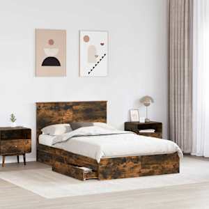 Postel s úložným prostorem s čelo Kouřový dub 135 x 190 cm - obrázek 3