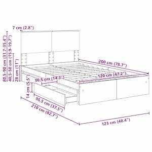 Postel s úložným prostorem Bílá 120 x 200 cm kompozitní dřevo - obrázek 14