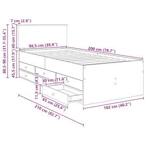 Daybed se zásuvkou Bílá a černá 100 x 200 cm kompozitní dřevo - obrázek 14