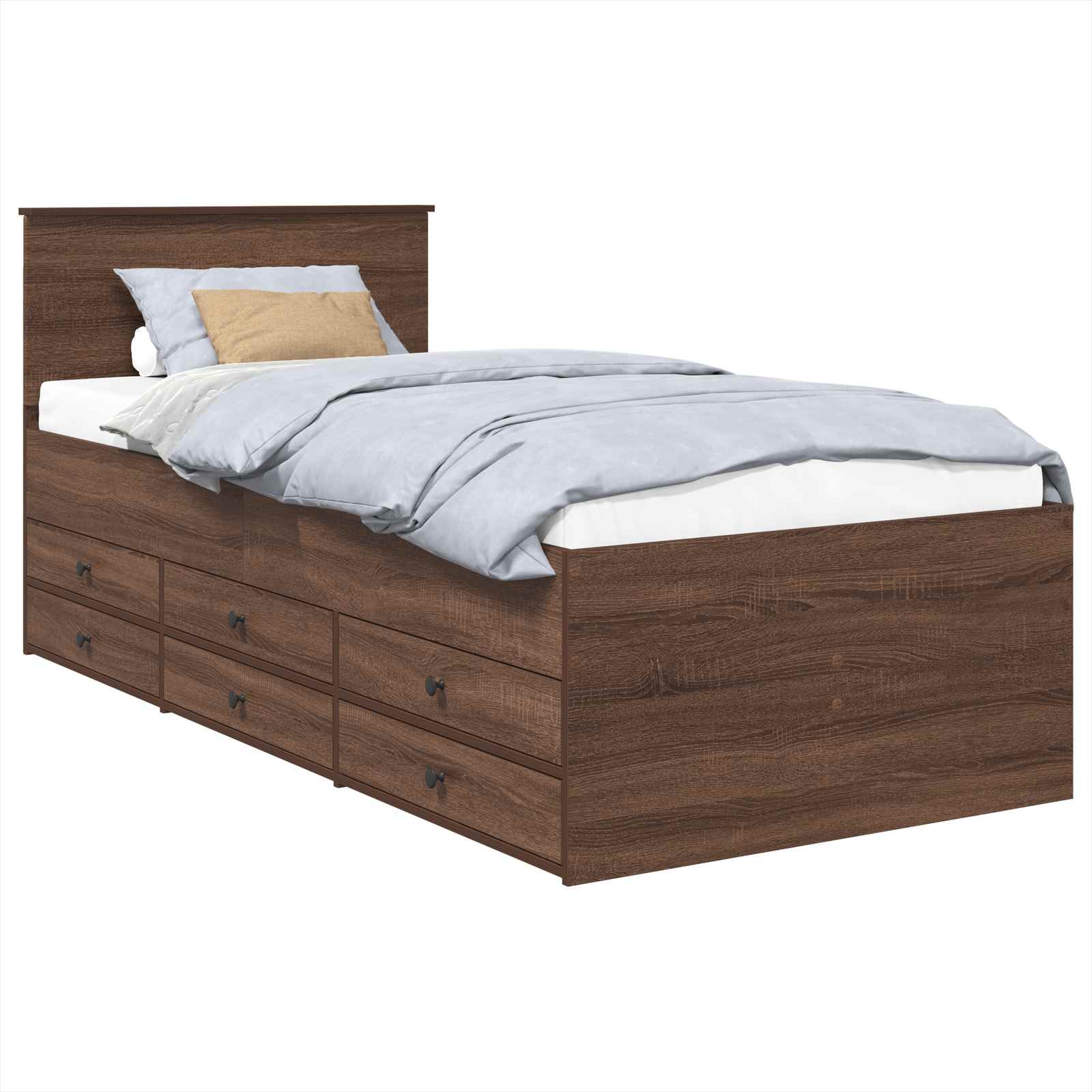 Dnevna postelja Rjav hrast in črna 100 x 200 cm Konstruiran les - slika 2