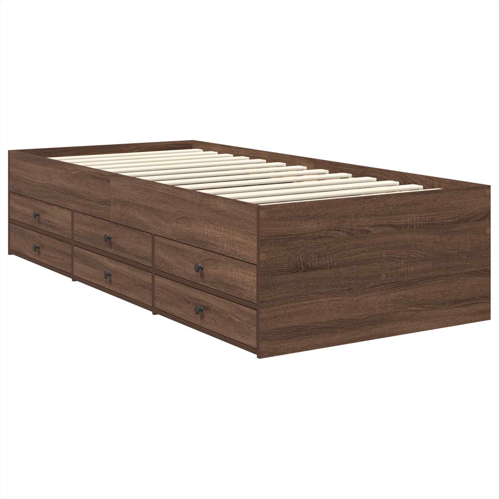 Dnevna postelja Rjav hrast in črna 100 x 200 cm Konstruiran les - slika 6