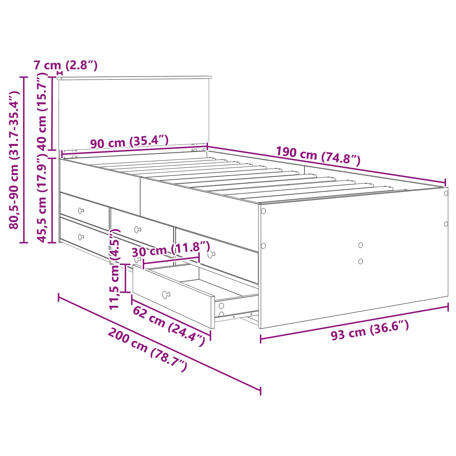Daybed Betonově šedá a černá 90 x 190 cm kompozitní dřevo - obrázek 14