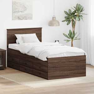 Daybed s čelo Hnědý dub a černá 90 x 200 cm kompozitní dřevo - obrázek 1