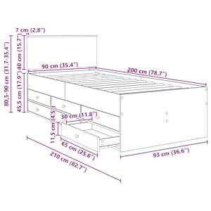 Daybed s čelo Hnědý dub a černá 90 x 200 cm kompozitní dřevo - obrázek 14