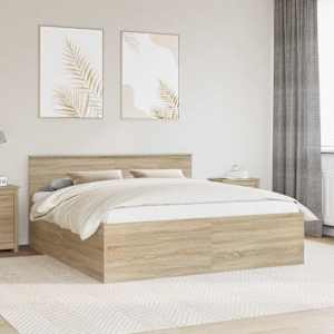 Rám postele s čelo Sonoma dub 200 x 200 cm kompozitní dřevo