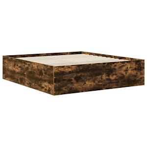 Rám postele s čelo Kouřový dub 200 x 200 cm kompozitní dřevo - obrázek 5