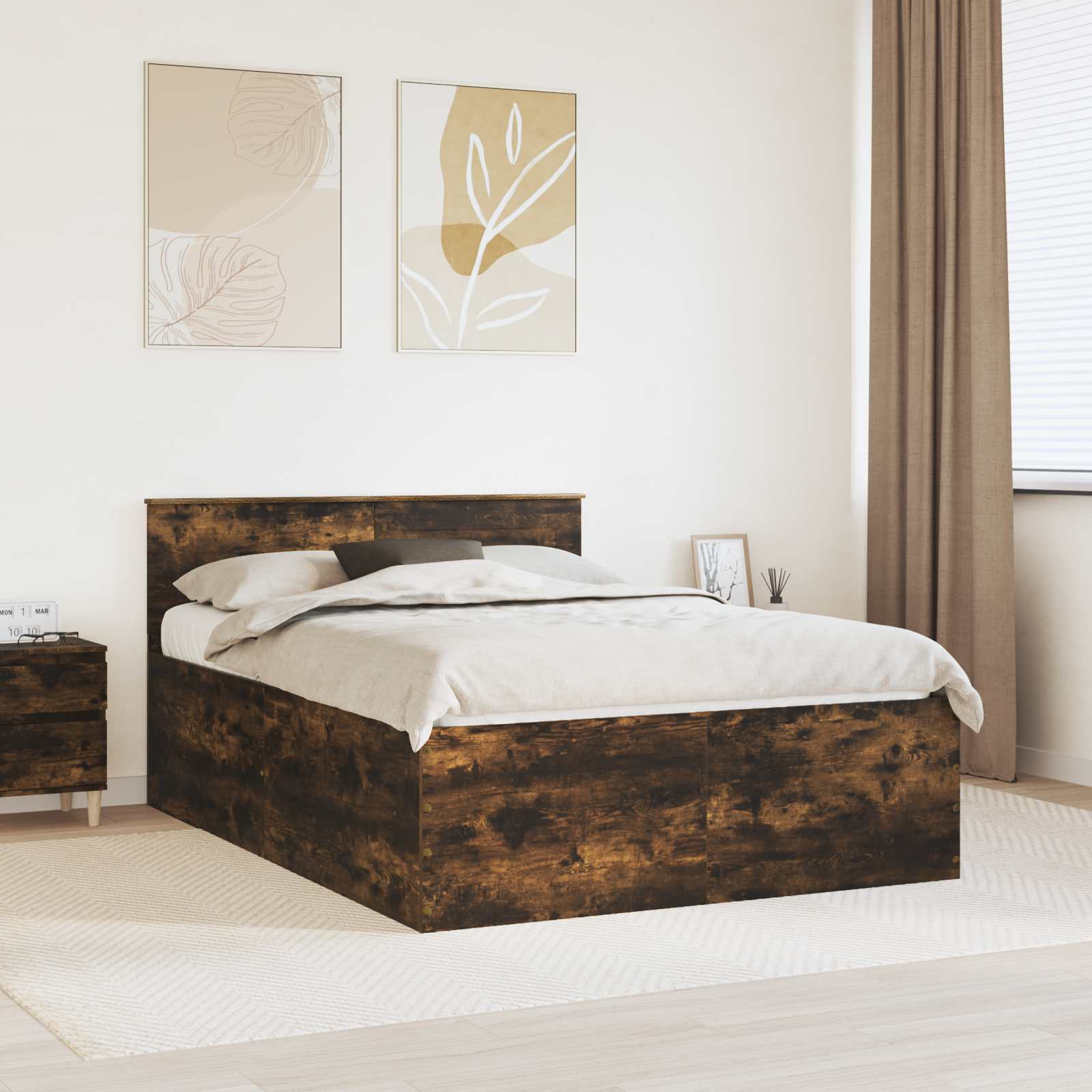 Voodi raam peaga Suitsetatud tamm 160 x 200 cm Tehispuit 161 Kõik vajalik sinu aeda ja koju! 8721364389519 mo Kõik vajalik sinu aeda ja koju!