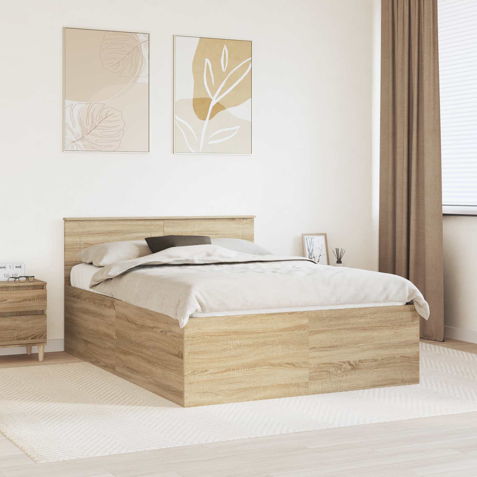 vidaXL Cadru de pat Stejar Sonoma 150 x 200 cm Lemn compozit