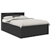 vidaXL Voodi raam peaga Must 140 x 190 cm Tehispuit