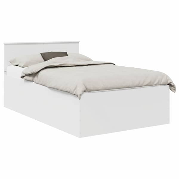 vidaXL Voodi raam peaga Valge 135 x 190 cm Tehispuit