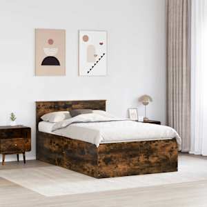 Rám postele s čelo Kouřový dub 135 x 190 cm kompozitní dřevo - obrázek 3