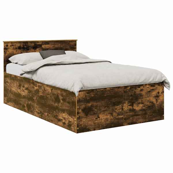 vidaXL Voodi raam peaga Suitsetatud tamm 120 x 200 cm Tehispuit