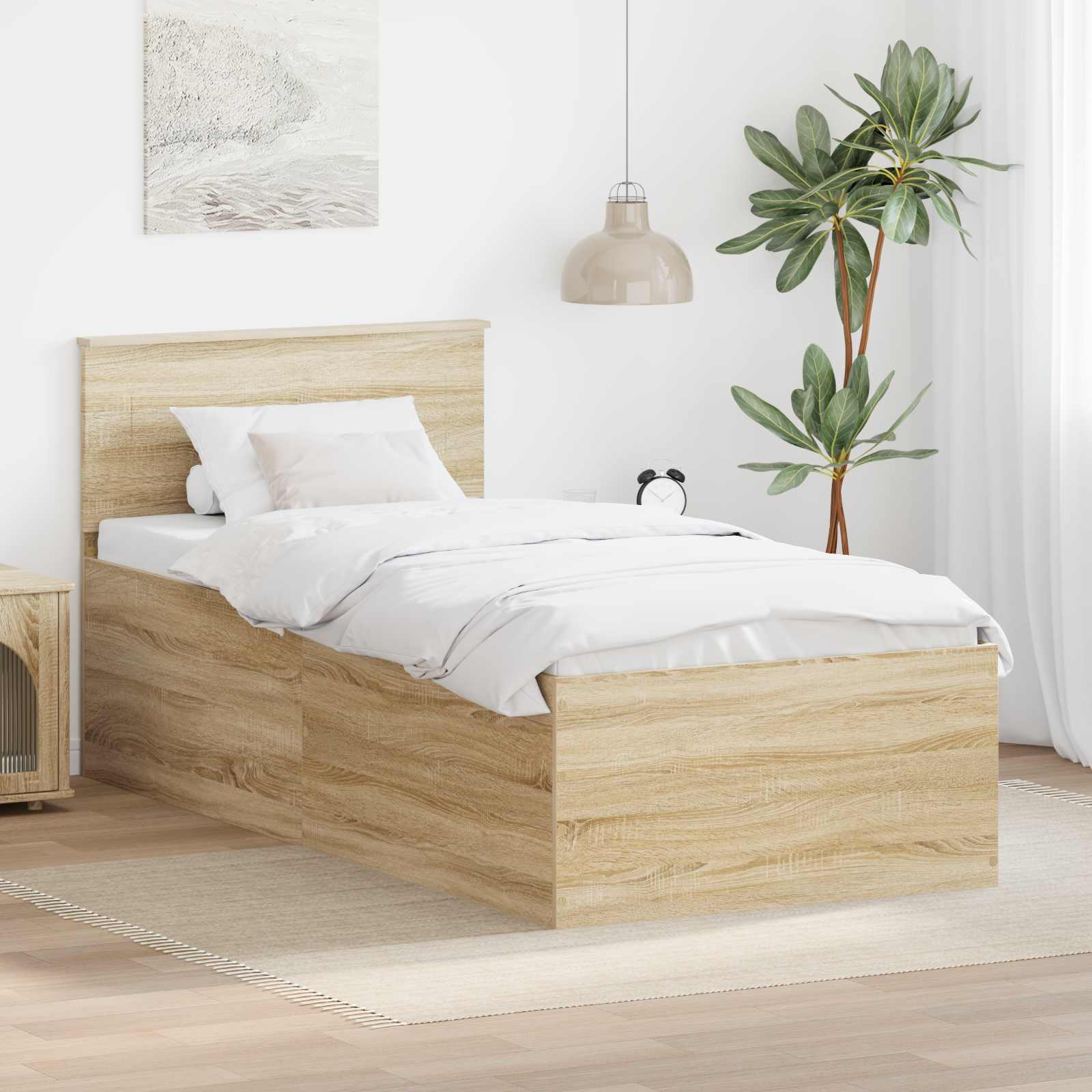 vidaXL Cadru de pat Stejar Sonoma 75 x 190 cm Lemn compozit