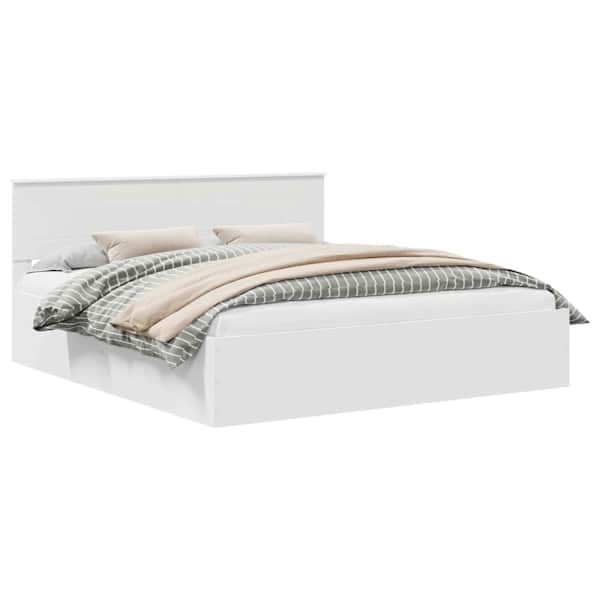 vidaXL Voodi raam peaga Valge 180 x 200 cm Tehispuit