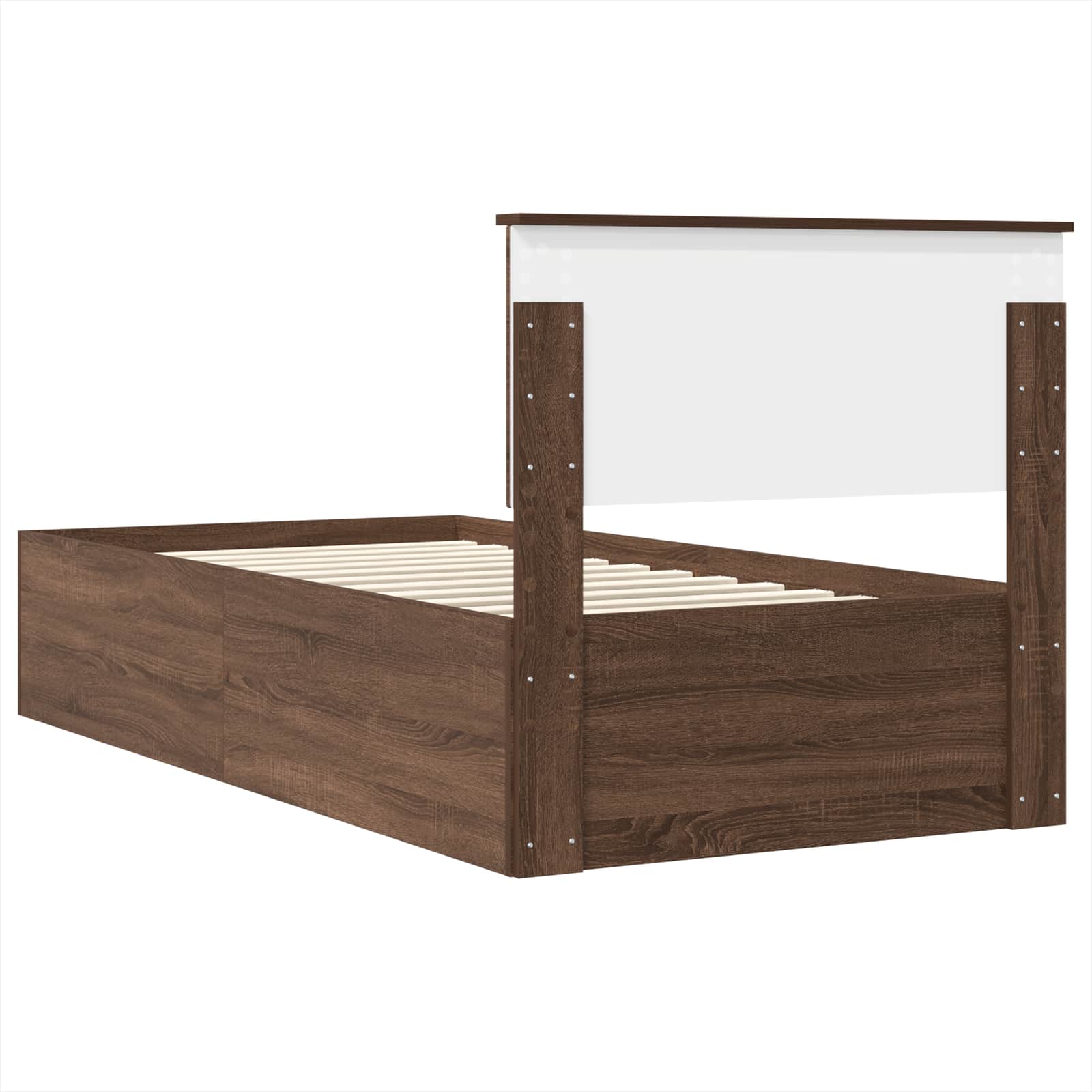 Voodi raam peaga Pruun tamme 120 x 200 cm Tehispuit 32 Kõik vajalik sinu aeda ja koju! Voodi raam peaga Pruun tamme 120 x 200 cm Tehispuit - Image 9