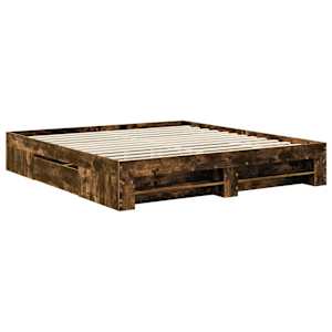 Rám postele s čelo Kouřový dub 200 x 200 cm kompozitní dřevo - obrázek 6