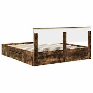 Rám postele s čelo Kouřový dub 200 x 200 cm kompozitní dřevo - obrázek 10