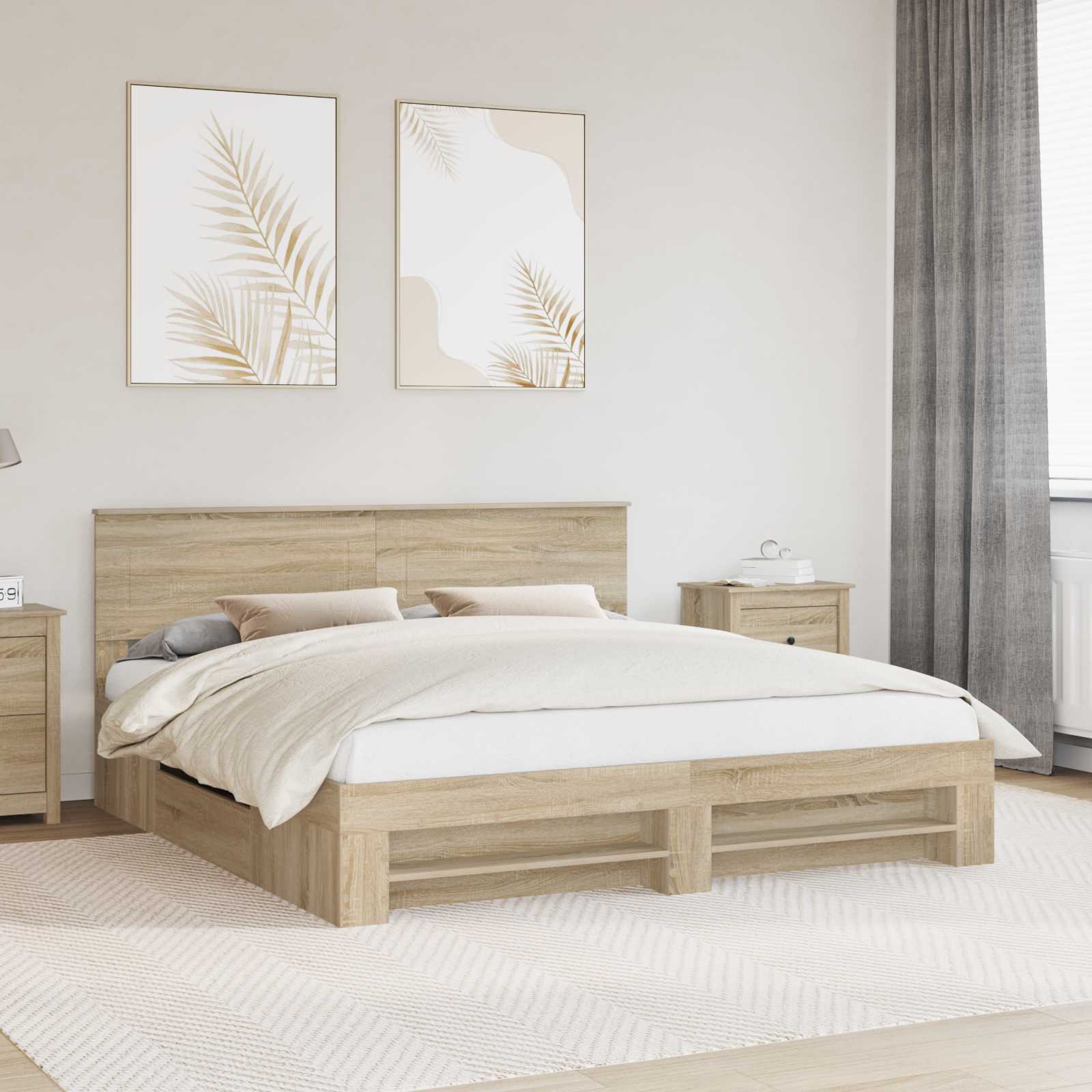 vidaXL Cadru de pat Stejar Sonoma 180 x 200 cm Lemn compozit