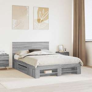 Konstrukcija postelje Siva Sonoma 140 x 200 cm Konstruiran les