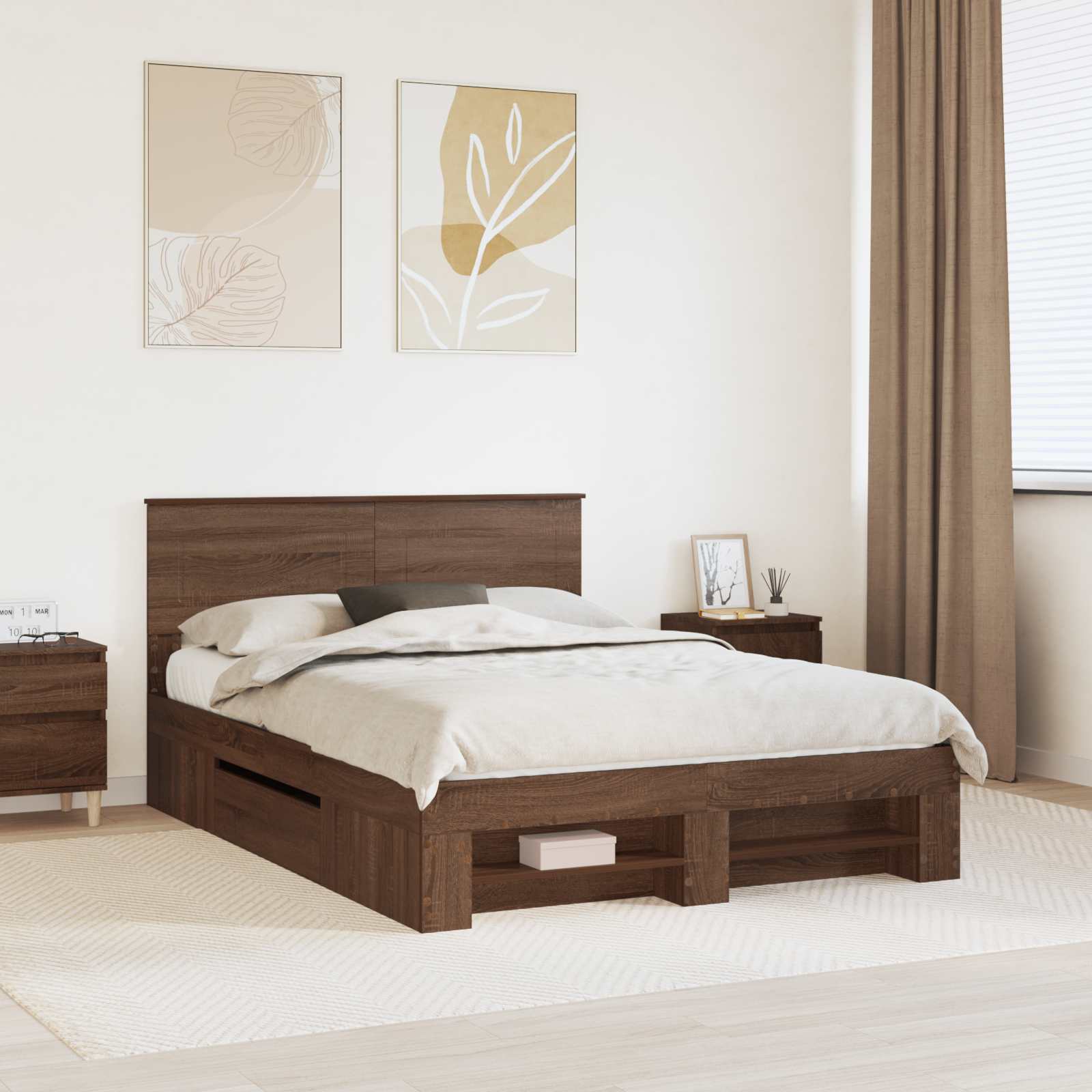 Voodi raam peaga Pruun tamme 140 x 200 cm Tehispuit 1 Kõik vajalik sinu aeda ja koju! Voodi raam peaga Pruun tamme 140 x 200 cm Tehispuit