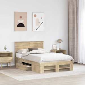 Rám postele s čelo Sonoma dub 137 x 203 cm kompozitní dřevo - obrázek 3