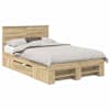 vidaXL Voodi raam peaga Sonoma tamm 120 x 200 cm Tehispuit