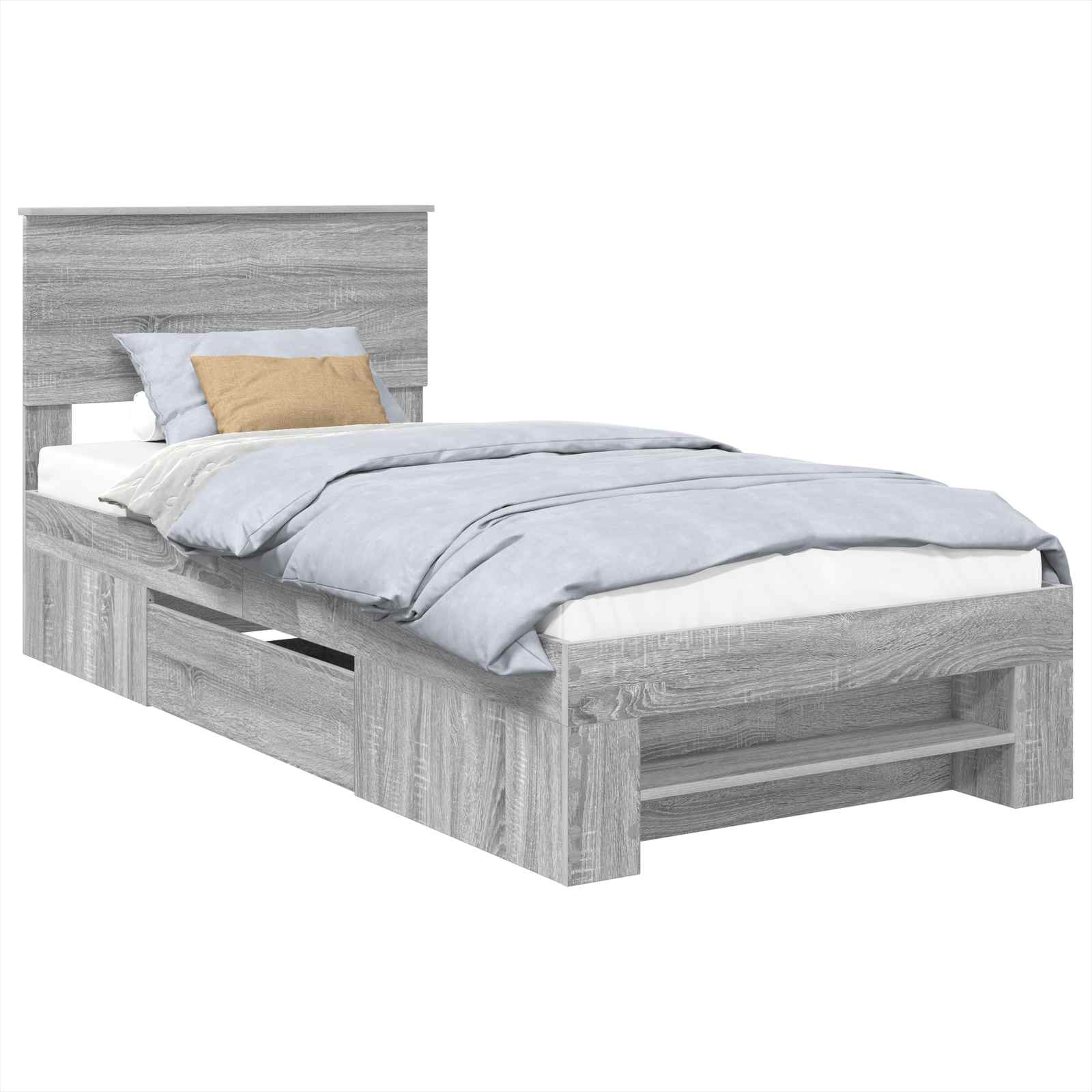 VidaXL Bedframe Met Hoofdeinde Grijs Sonoma 100 X 200 M Bewerkt Hout