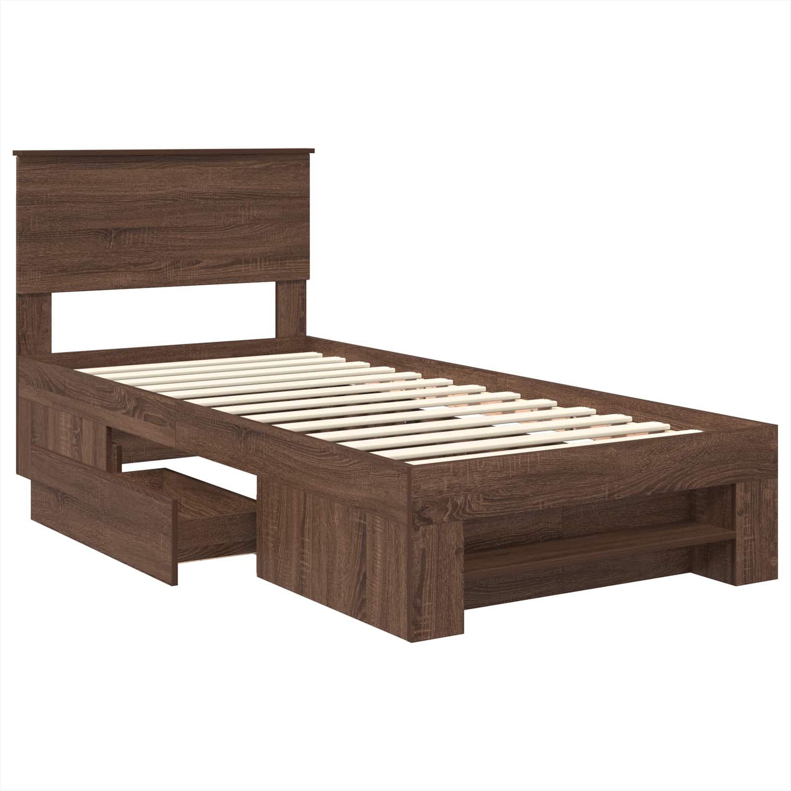 Voodi raam peaga Pruun tamme 100 x 200 m Tehispuit 5 Kõik vajalik sinu aeda ja koju! Voodi raam peaga Pruun tamme 100 x 200 m Tehispuit - Image 5