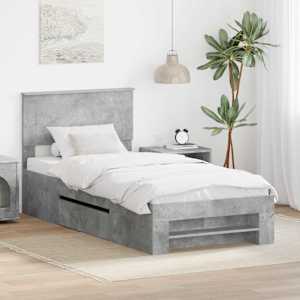 Konstrukcija postelje Betonsko siva 90 x 200 cm Konstruiran les