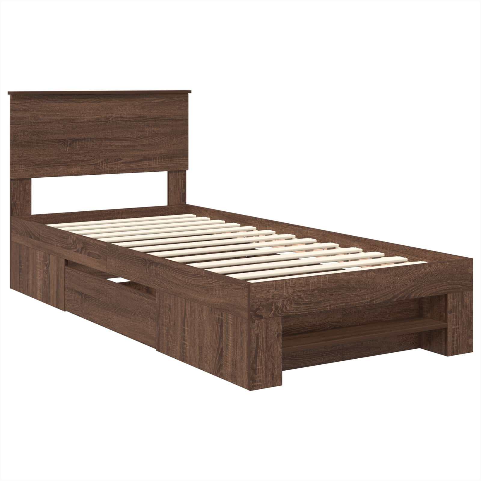 Voodi raam peaga Pruun tamme 90 x 200 cm Tehispuit 4 Kõik vajalik sinu aeda ja koju! Voodi raam peaga Pruun tamme 90 x 200 cm Tehispuit - Image 4